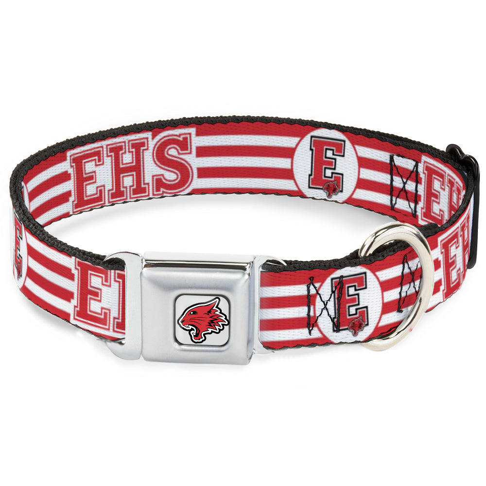 High School Musical East High School Wildcat Logo Full Color White/Red Seatbelt Buckle Collar - High School Musical East High School EHS Wildcats Logo/Stripe White/Red Dog Collars Seatbelt Buckle Disney