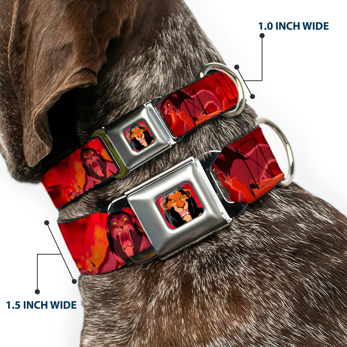 Scar Red Full Color Seatbelt Buckle Collar - Simba Scar Battle Scene Fiery Red Dog Collars Seatbelt Buckle Disney