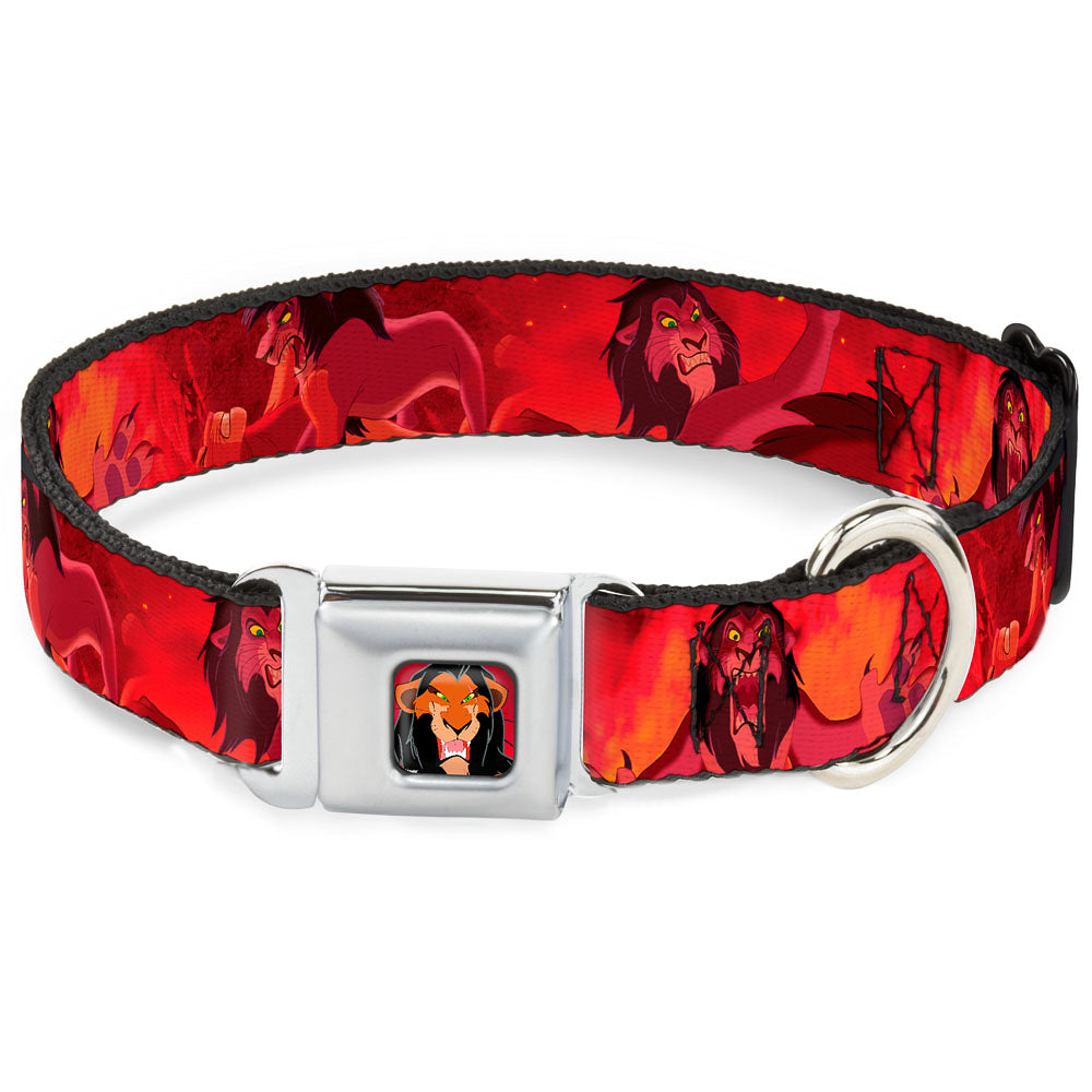 Scar Red Full Color Seatbelt Buckle Collar - Simba Scar Battle Scene Fiery Red Dog Collars Seatbelt Buckle Disney