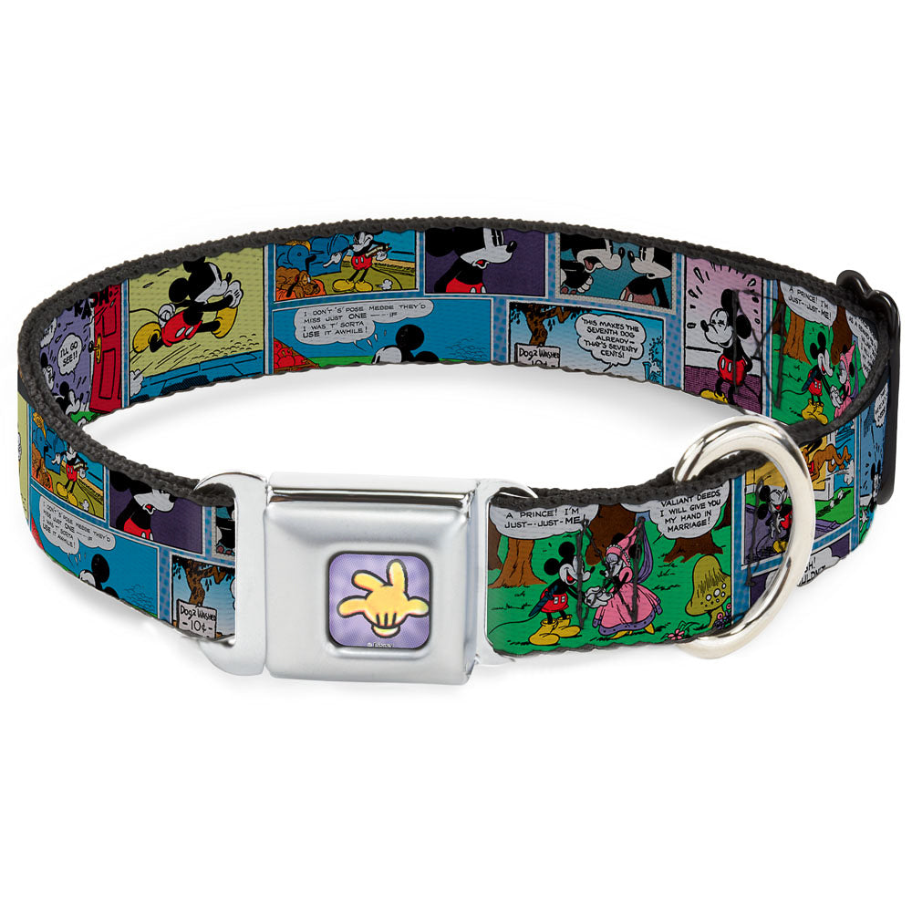Mickey's Glove Purple Rays Full Color Seatbelt Buckle Collar - Mickey & Minnie Comic Strip Dog Collars Seatbelt Buckle Disney
