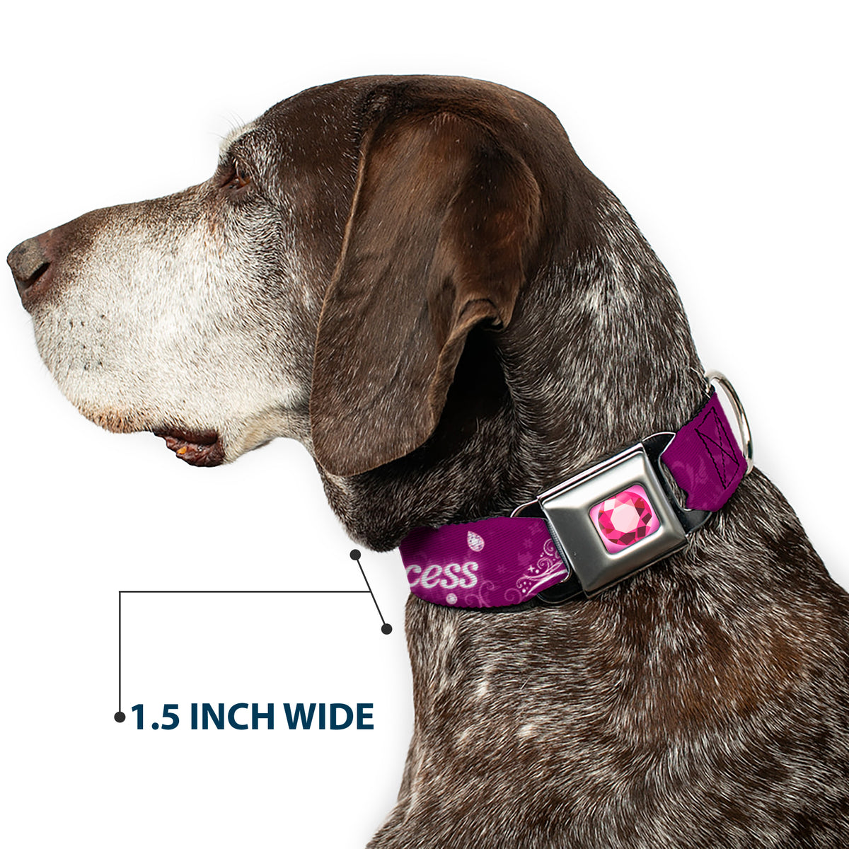 Princess Gem Full Color Fuchsia Seatbelt Buckle Collar - I'M 99.9% SURE I'M A DISNEY PRINCESS Pinks/White Dog Collars Seatbelt Buckle Disney