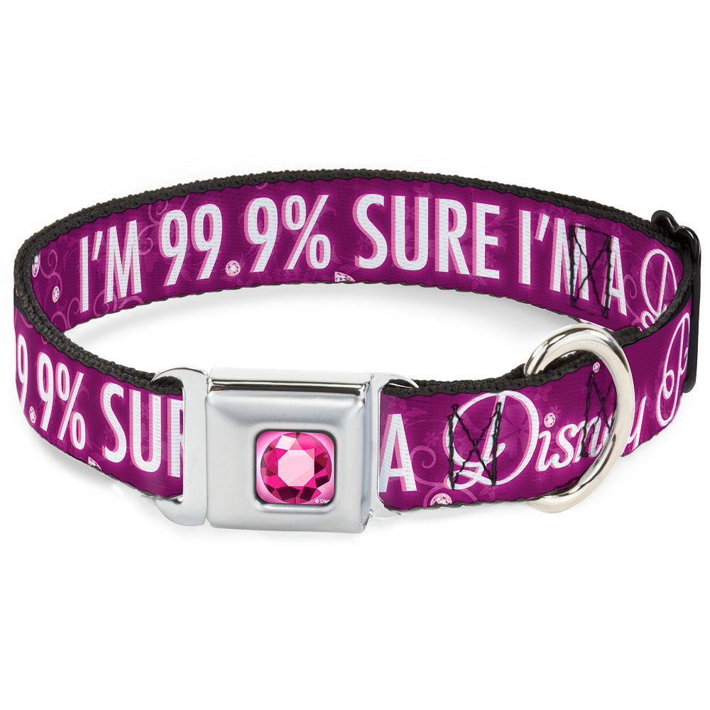Princess Gem Full Color Fuchsia Seatbelt Buckle Collar - I'M 99.9% SURE I'M A DISNEY PRINCESS Pinks/White Dog Collars Seatbelt Buckle Disney