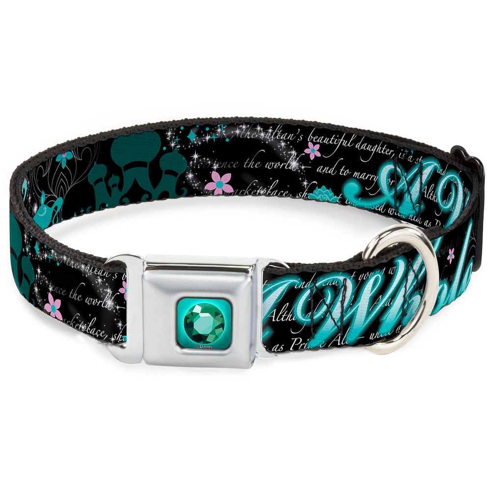 Princess Gem Full Color Turquoise Seatbelt Buckle Collar - Aladdin A WHOLE NEW WORLD/Story Script Dog Collars Seatbelt Buckle Disney