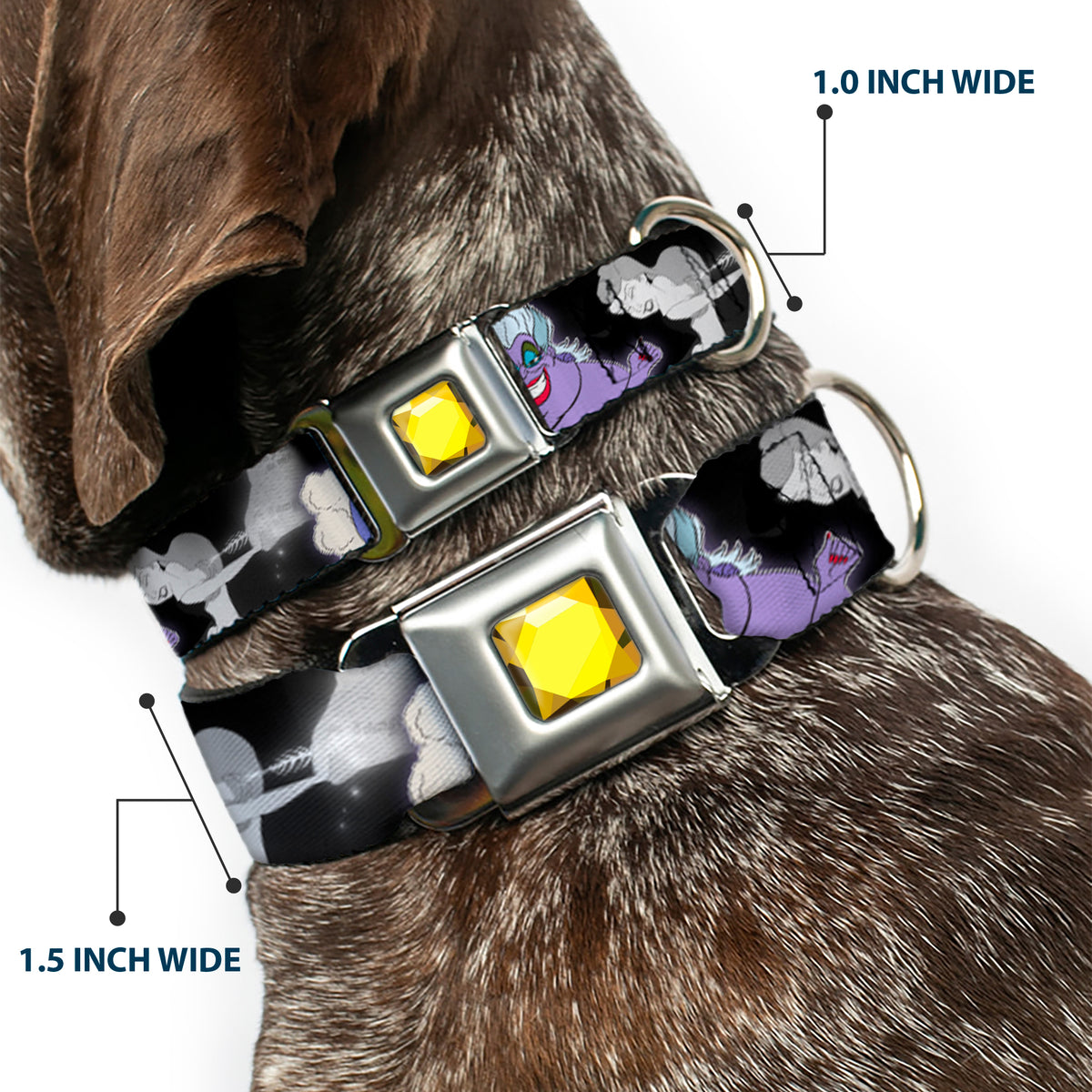 Princess Gem CLOSE-UP Full Color Yellow Seatbelt Buckle Collar - Villains Hexing Princess' Scenes Color/Black/White Dog Collars Seatbelt Buckle Disney