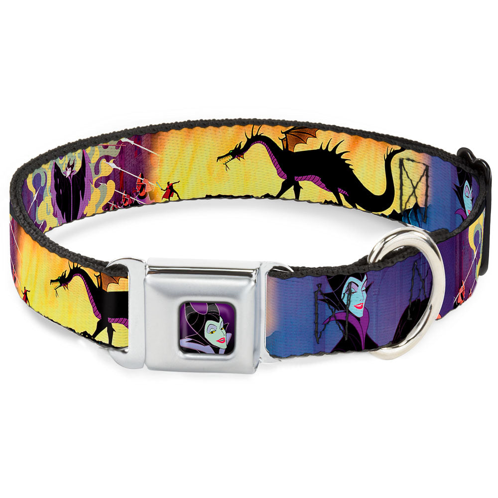 Maleficent Face Full Color Purple Fade Seatbelt Buckle Collar - Maleficent Poses Dog Collars Seatbelt Buckle Disney