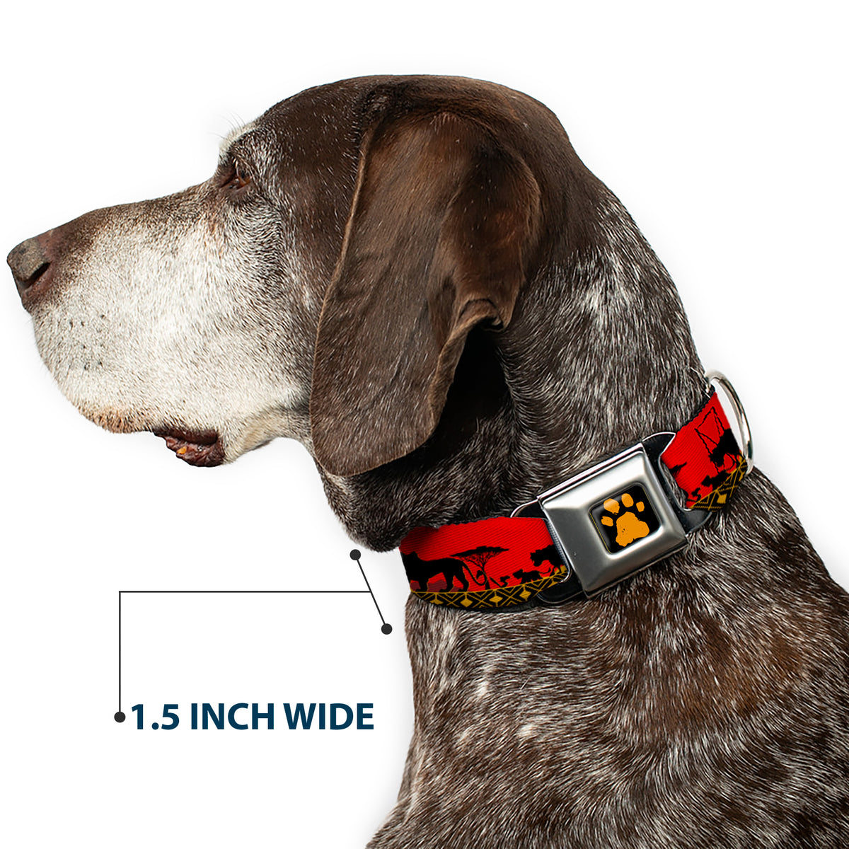 Lion King Paw Full Color Black Gold Seatbelt Buckle Collar - Mufasa & Simba JUST CAN'T WAIT TO BE KING/Family Silhouette Dog Collars Seatbelt Buckle Disney