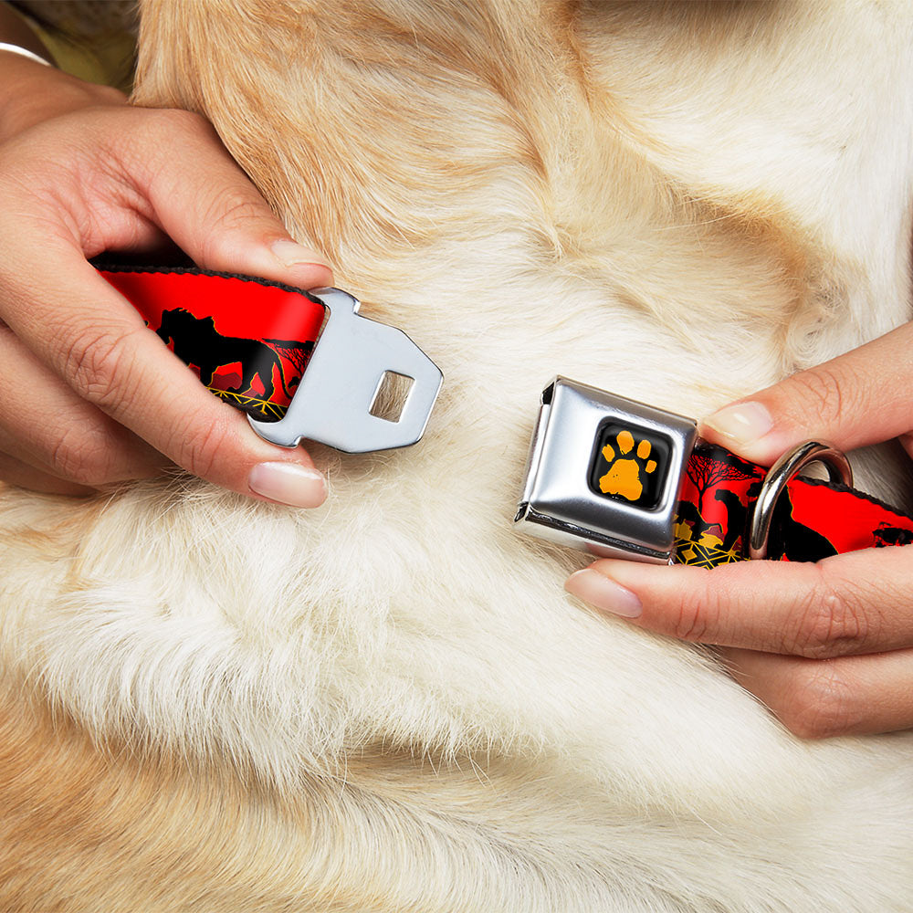 Lion King Paw Full Color Black Gold Seatbelt Buckle Collar - Mufasa & Simba JUST CAN'T WAIT TO BE KING/Family Silhouette Dog Collars Seatbelt Buckle Disney