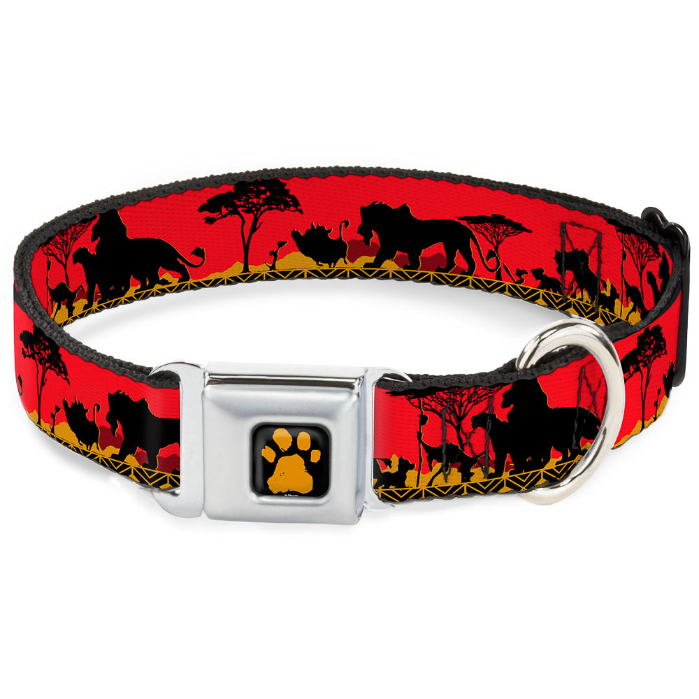 Lion King Paw Full Color Black Gold Seatbelt Buckle Collar - Mufasa & Simba JUST CAN'T WAIT TO BE KING/Family Silhouette Dog Collars Seatbelt Buckle Disney