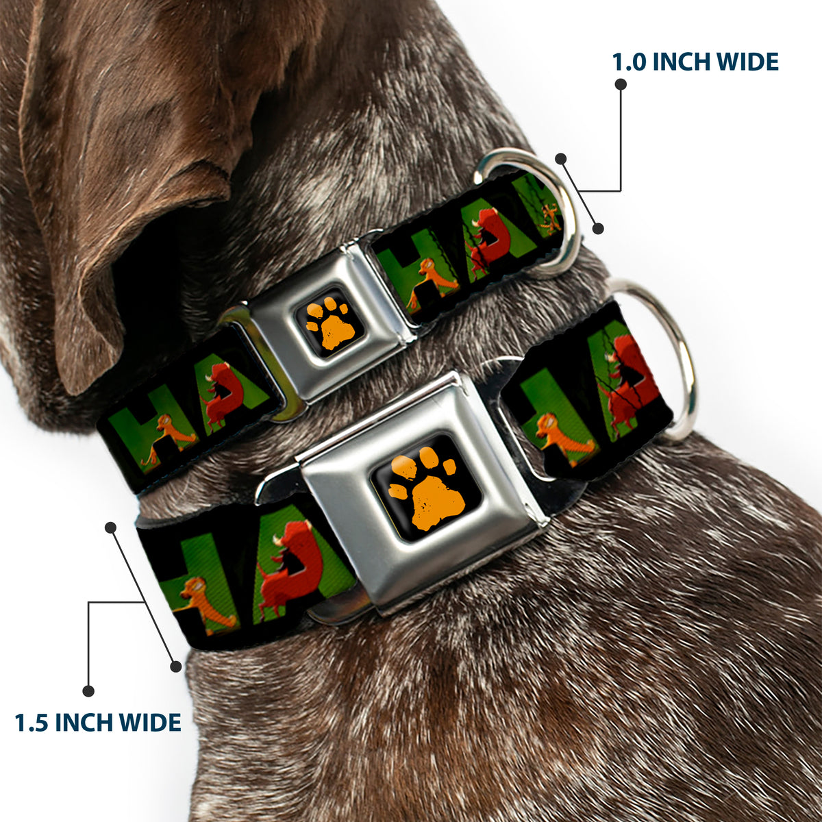 Lion King Paw Full Color Black Gold Seatbelt Buckle Collar - HAKUNA MATATA Black/Lion King Scenes Dog Collars Seatbelt Buckle Disney