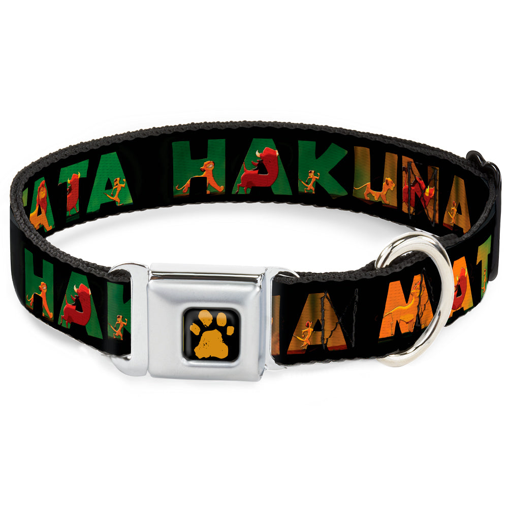 Lion King Paw Full Color Black Gold Seatbelt Buckle Collar - HAKUNA MATATA Black/Lion King Scenes Dog Collars Seatbelt Buckle Disney
