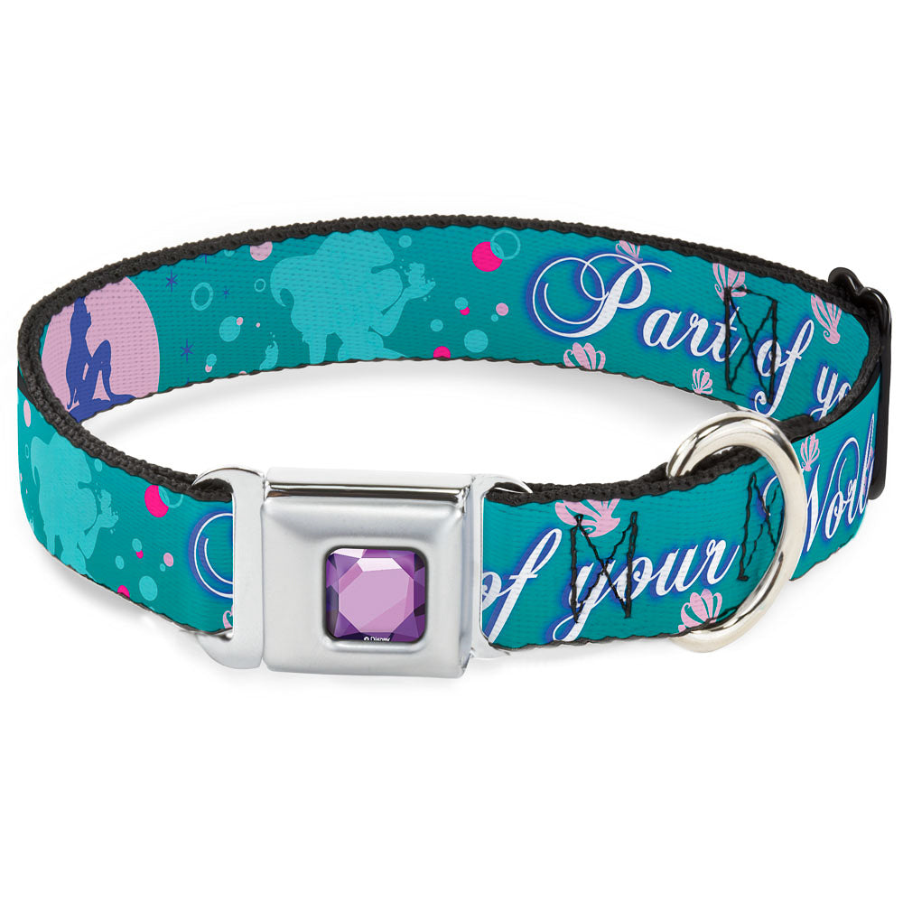 Princess Gem CLOSE-UP Full Color Purple Seatbelt Buckle Collar - Little Mermaid Silhouette Scenes PART OF YOUR WORLD Blues Dog Collars Seatbelt Buckle Disney