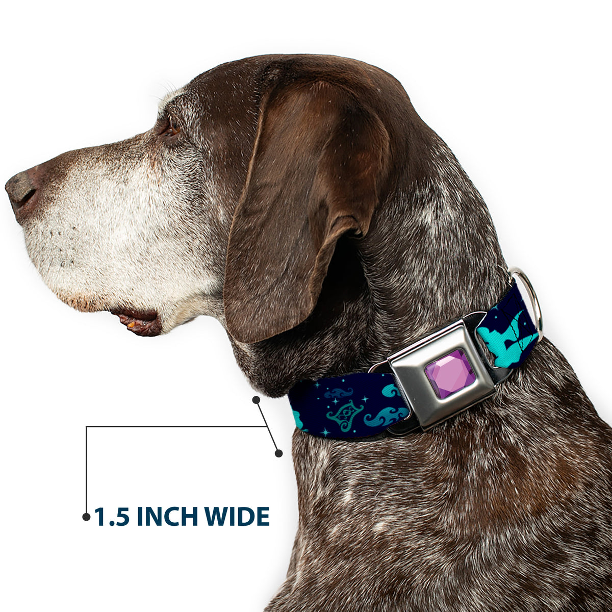 Princess Gem CLOSE-UP Full Color Purple Seatbelt Buckle Collar - Aladdin & Jasmine Silhouette A WHOLE NEW WORLD Dog Collars Seatbelt Buckle Disney