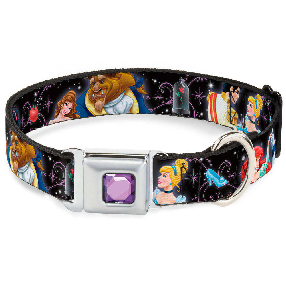 Princess Gem CLOSE-UP Full Color Purple Seatbelt Buckle Collar - Disney Princesses & Prince's Dancing Dog Collars Seatbelt Buckle Disney