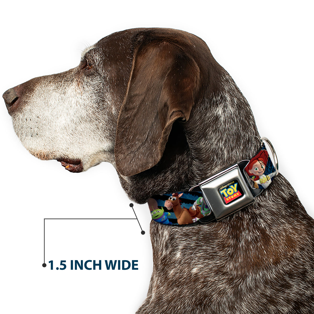TOY STORY Logo Full Color Black Seatbelt Buckle Collar - Toy Story Characters Running2 Denim Rays Dog Collars Seatbelt Buckle Disney