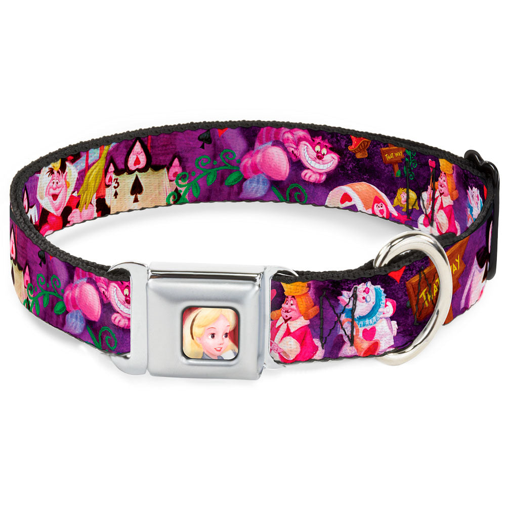 Alice Face Full Color Red Seatbelt Buckle Collar - Alice & the Queen of Hearts Scenes Dog Collars Seatbelt Buckle Disney