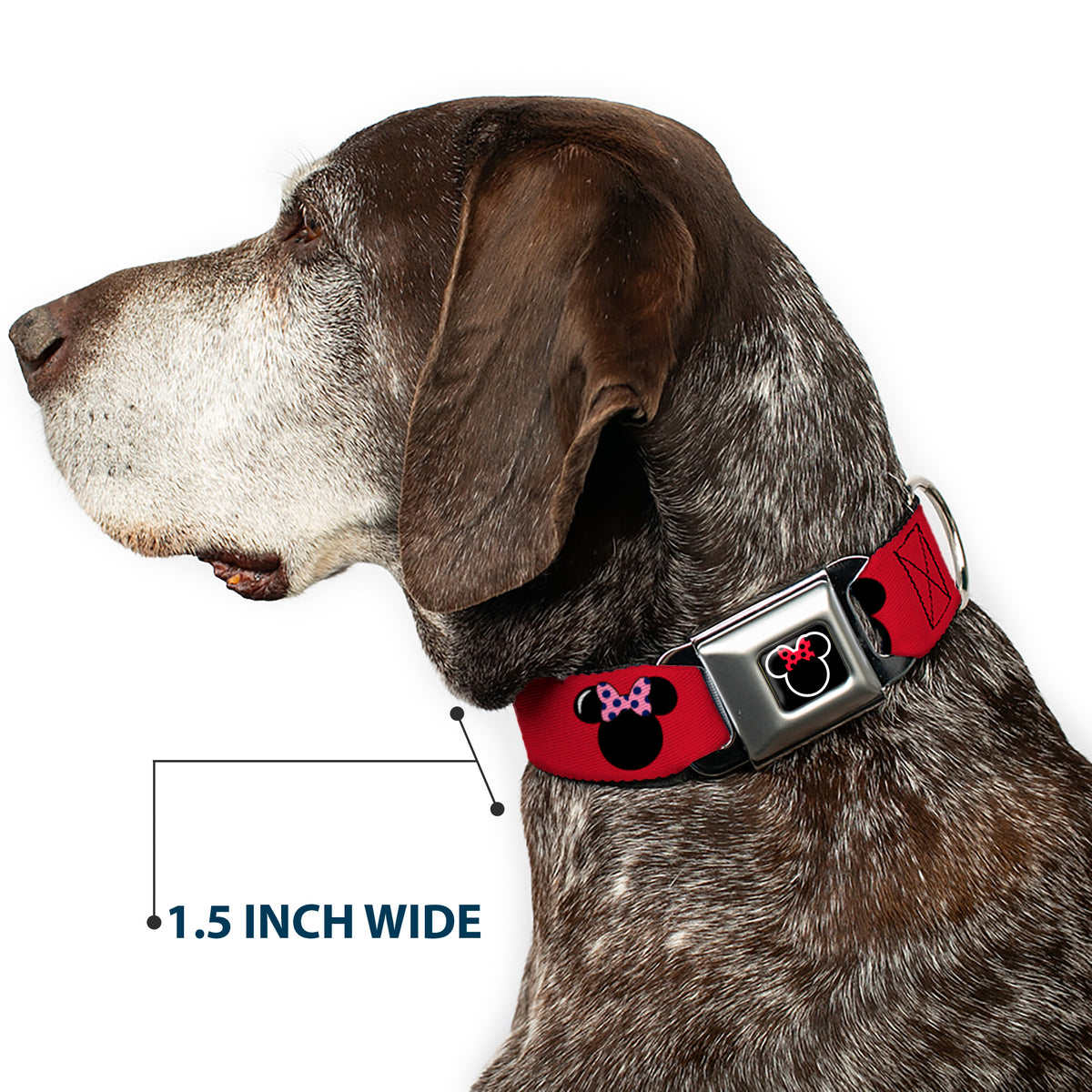 Minnie Mouse Outline Full Color Black White Red Polka Dot Seatbelt Buckle Collar - Minnie Mouse Silhouette Red/Black/Polka Dot Dog Collars Seatbelt Buckle Disney