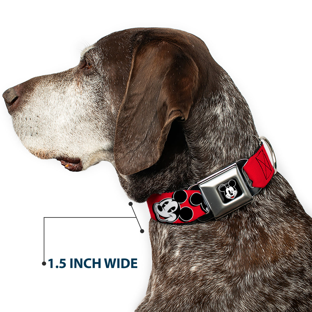 Mickey Mouse Winking Full Color Black Seatbelt Buckle Collar - Mickey Mouse Expressions Red/Black/White Dog Collars Seatbelt Buckle Disney