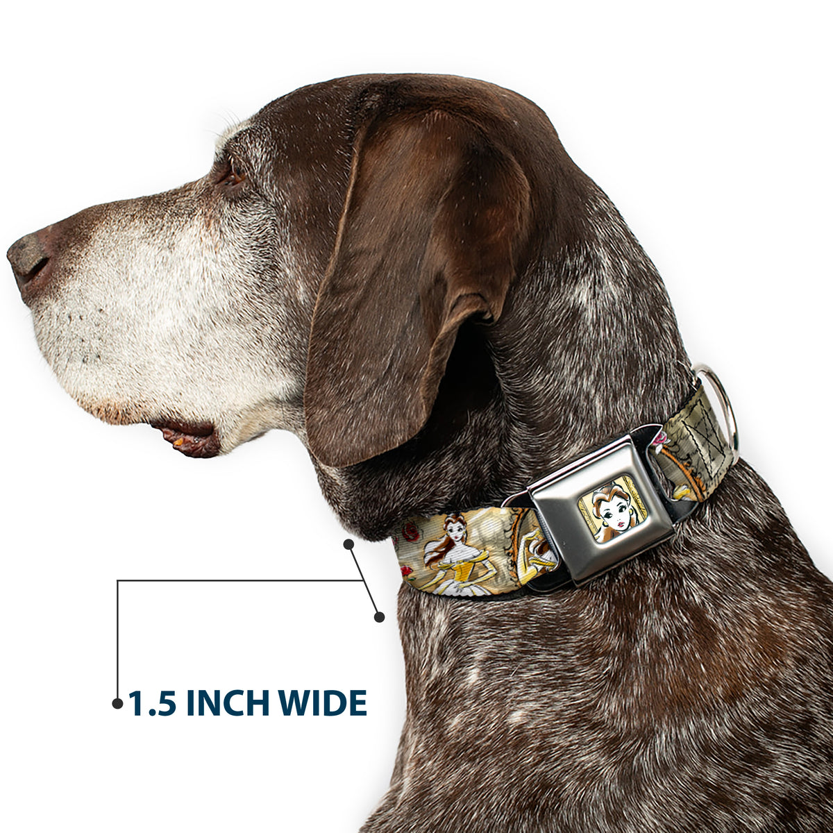 Belle Face Sketch Full Color Light Yellow Seatbelt Buckle Collar - Belle Sketch Poses/Story Script Dog Collars Seatbelt Buckle Disney