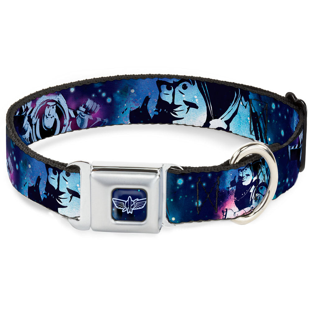 Space Ranger Logo Outline Full Color Blue/White Seatbelt Buckle Collar - Buzz Lightyear Poses Galaxy Blues Dog Collars Seatbelt Buckle Disney