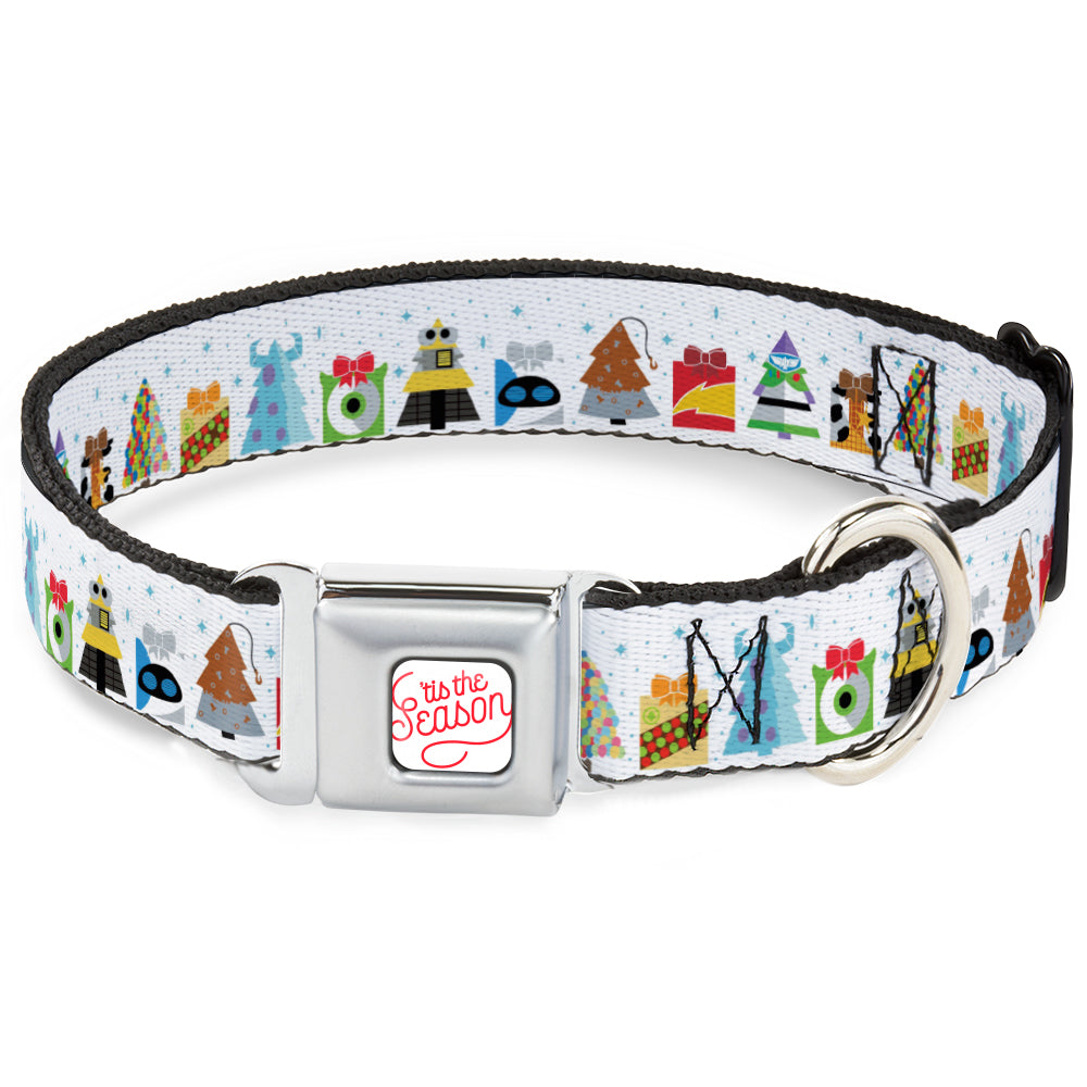 Pixar TIS THE SEASON Script Full Color White/Red Seatbelt Buckle Collar - Pixar Holiday Collection Character Gifts Lineup/Stars White/Blues Dog Collars Seatbelt Buckle Disney