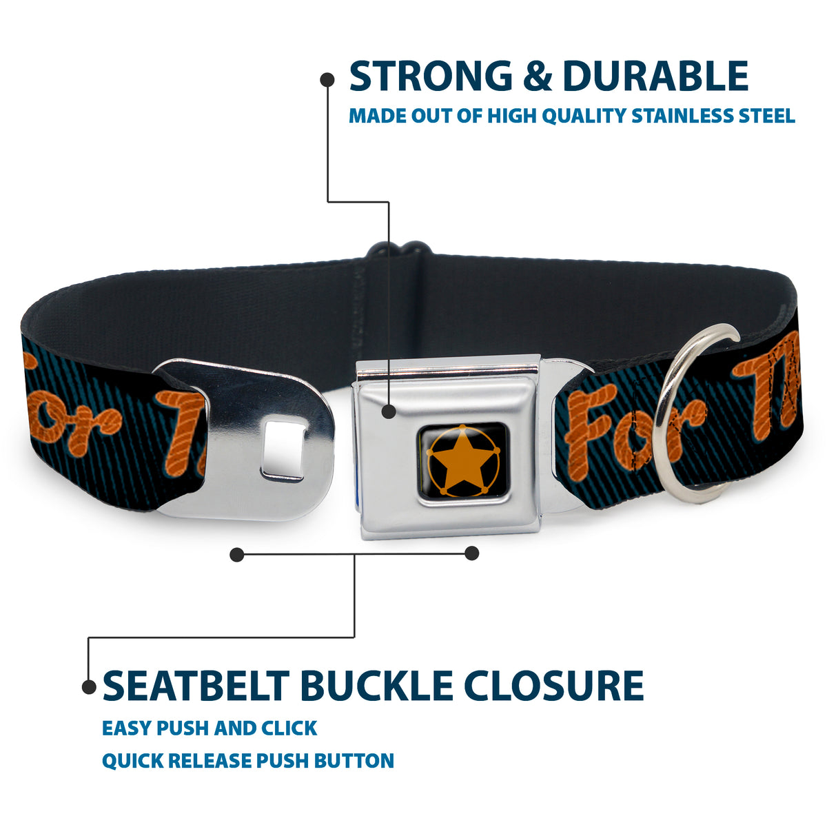 Woody Sherriff Star Reverse Brushed Seatbelt Buckle Collar - Woody REACH FOR THE SKY Denim Blue Print Dog Collars Seatbelt Buckle Disney