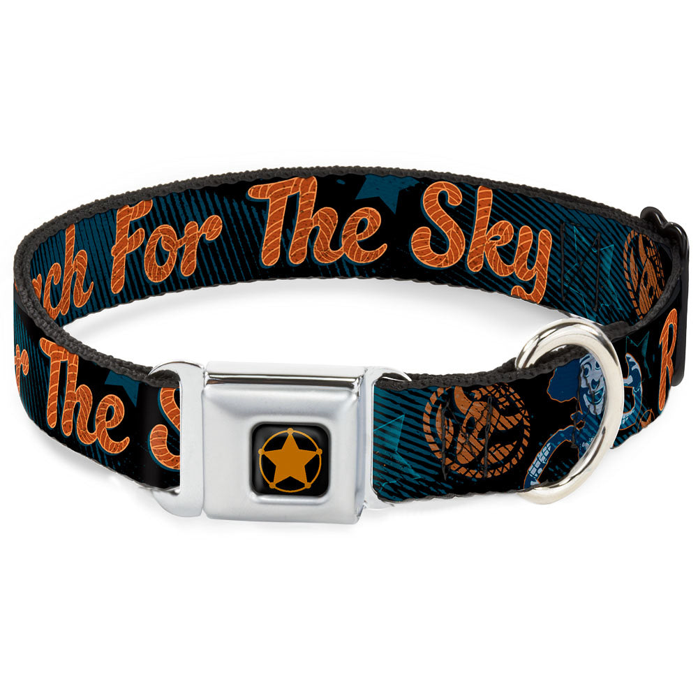 Woody Sherriff Star Reverse Brushed Seatbelt Buckle Collar - Woody REACH FOR THE SKY Denim Blue Print Dog Collars Seatbelt Buckle Disney
