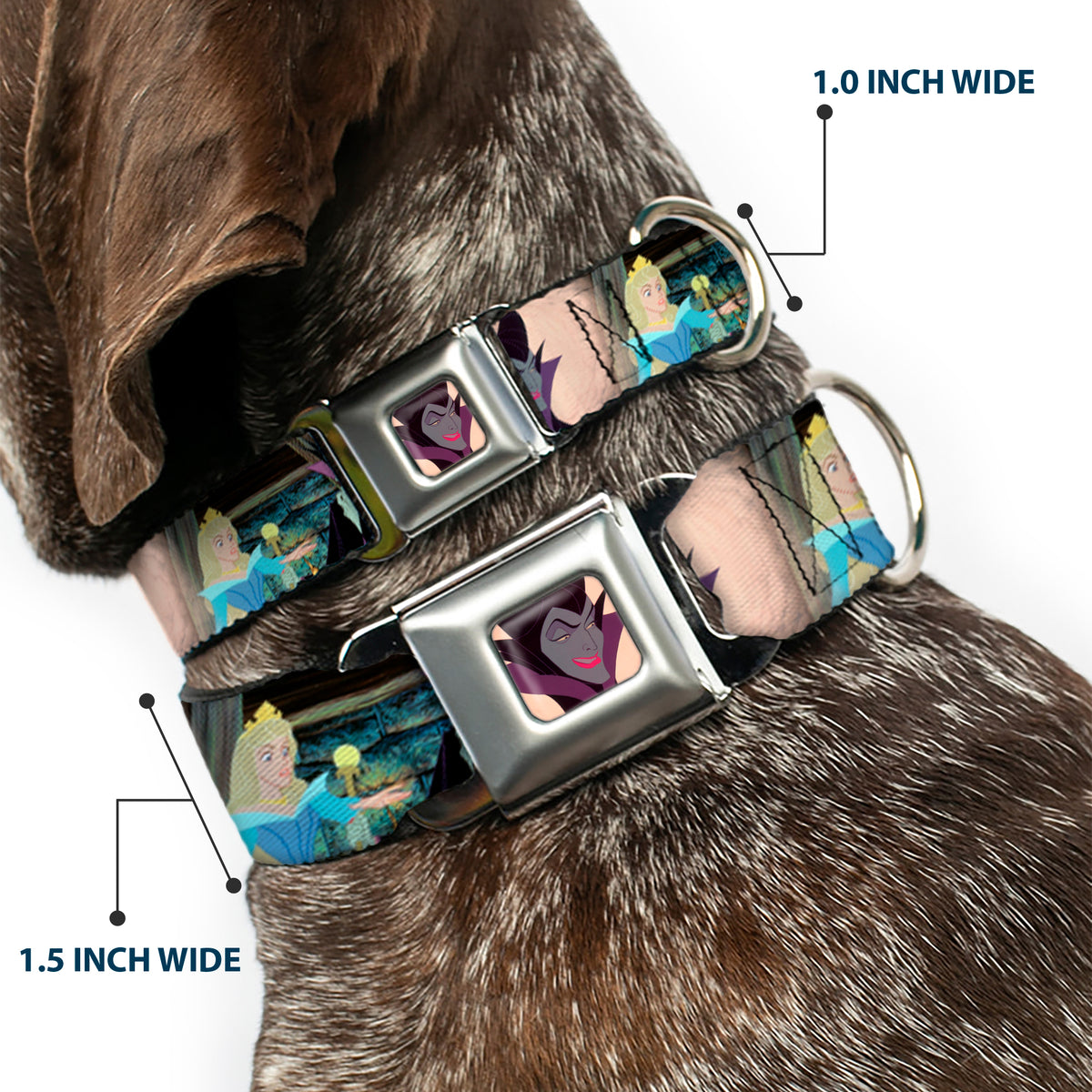 Maleficent Face2 Full Color Light Pink Glow Seatbelt Buckle Collar - Princess Aurora & Maleficent Scenes Dog Collars Seatbelt Buckle Disney