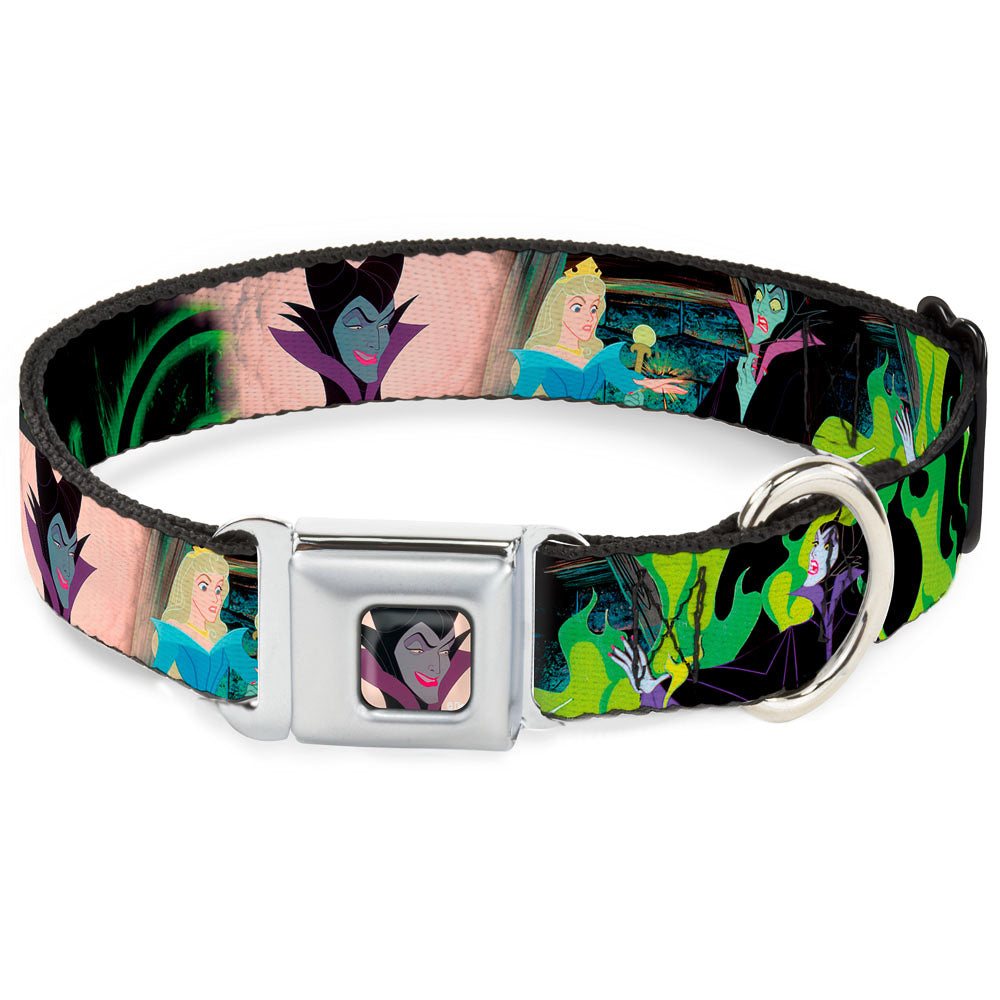 Maleficent Face2 Full Color Light Pink Glow Seatbelt Buckle Collar - Princess Aurora & Maleficent Scenes Dog Collars Seatbelt Buckle Disney