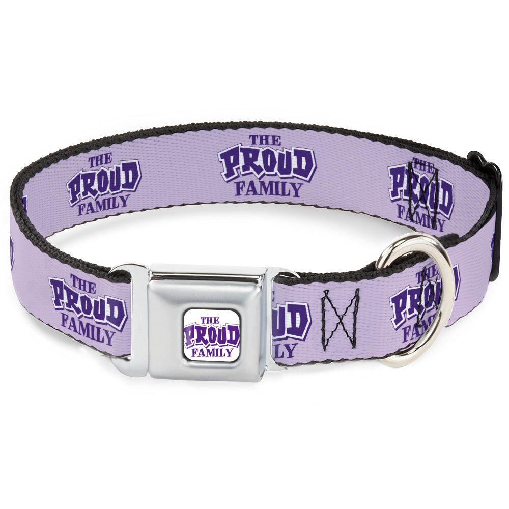 THE PROUD FAMILY Title Logo Full Color White/Purple Seatbelt Buckle Collar - THE PROUD FAMILY Title Logo Purples Dog Collars Seatbelt Buckle Disney