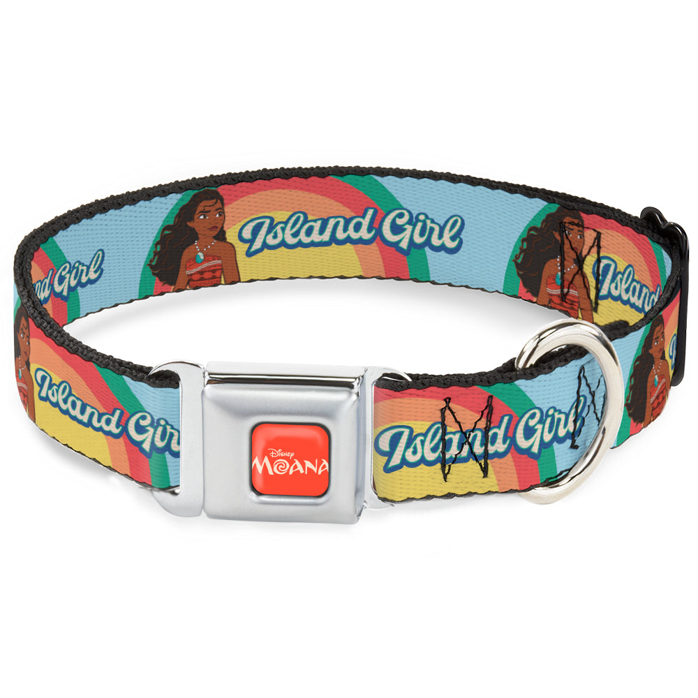 MOANA Title Logo Full Color Orange/White Seatbelt Buckle Collar - Moana ISLAND GIRL Rainbow Pose Blue/Multi Color Dog Collars Seatbelt Buckle Disney