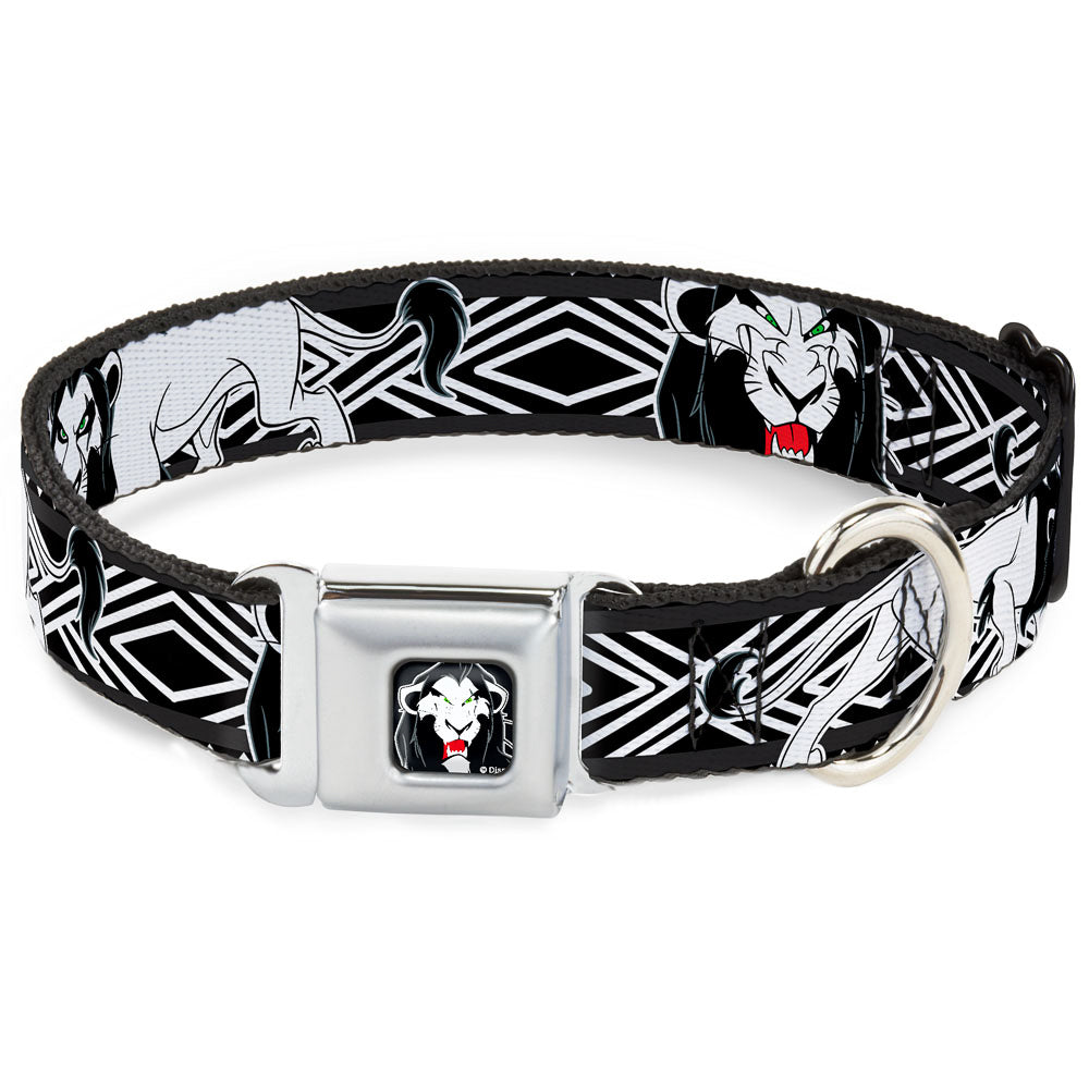 Simba Face Full Color Black/White/Red Seatbelt Buckle Collar - Lion King Scar Poses White/Black Dog Collars Seatbelt Buckle Disney