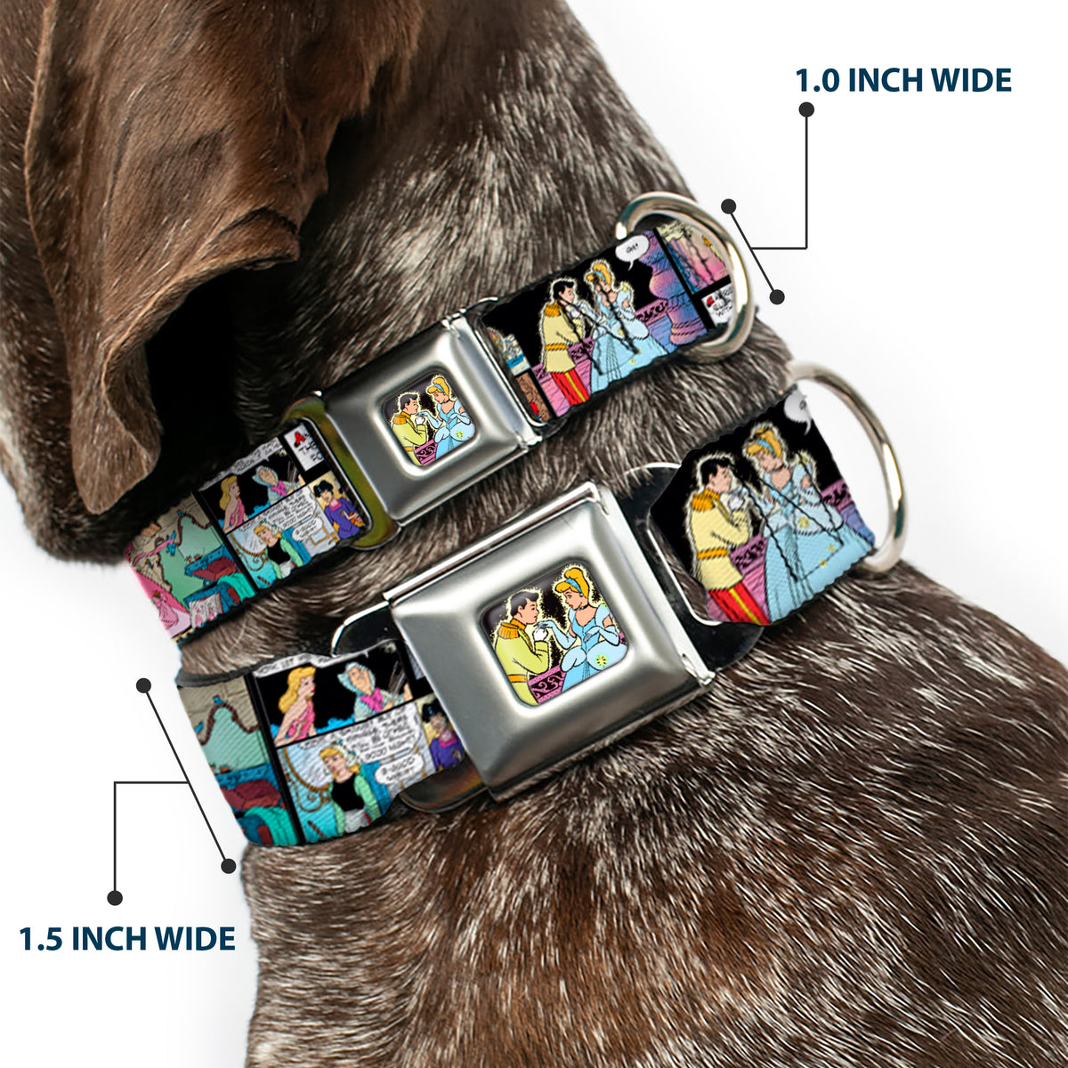 Prince & Cinderella Full Color Seatbelt Buckle Collar - Cinderella Movie Panels & Quotes Dog Collars Seatbelt Buckle Disney
