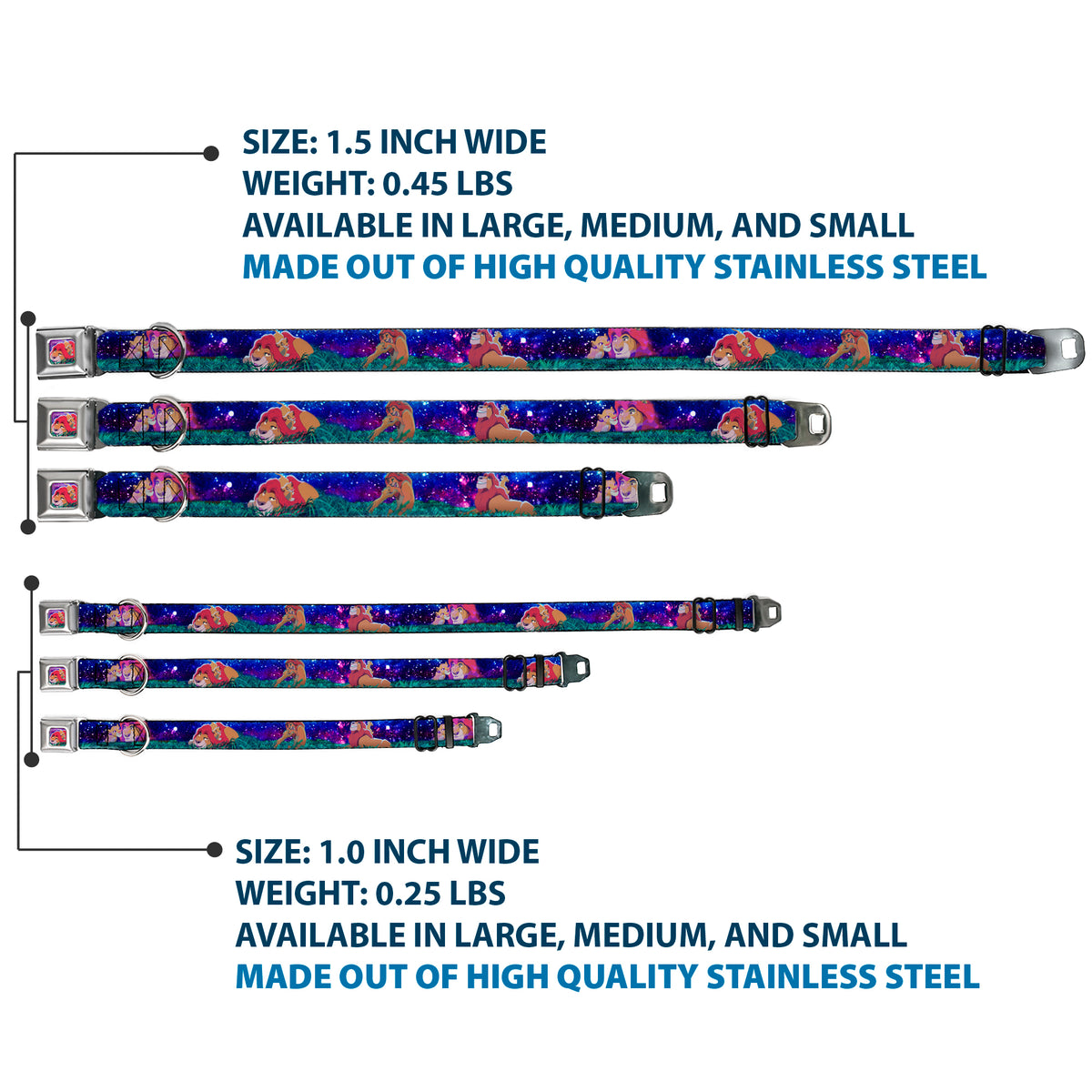 Mufasa & Simba Full Color Seatbelt Buckle Collar - Mufasa & Simba Night Poses Dog Collars Seatbelt Buckle Disney