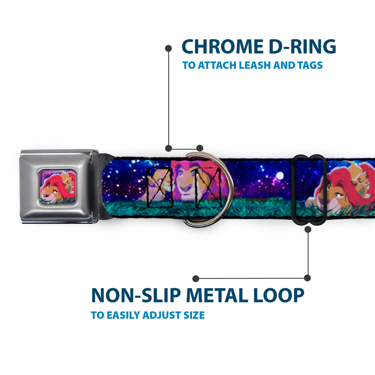 Mufasa & Simba Full Color Seatbelt Buckle Collar - Mufasa & Simba Night Poses Dog Collars Seatbelt Buckle Disney