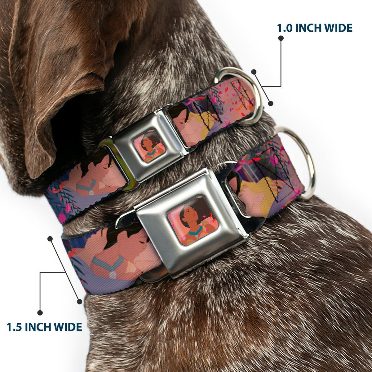 Pocahontas Colors of the Wind Full Color Seatbelt Buckle Collar - Pocahontas & John Smith Scenes Dog Collars Seatbelt Buckle Disney