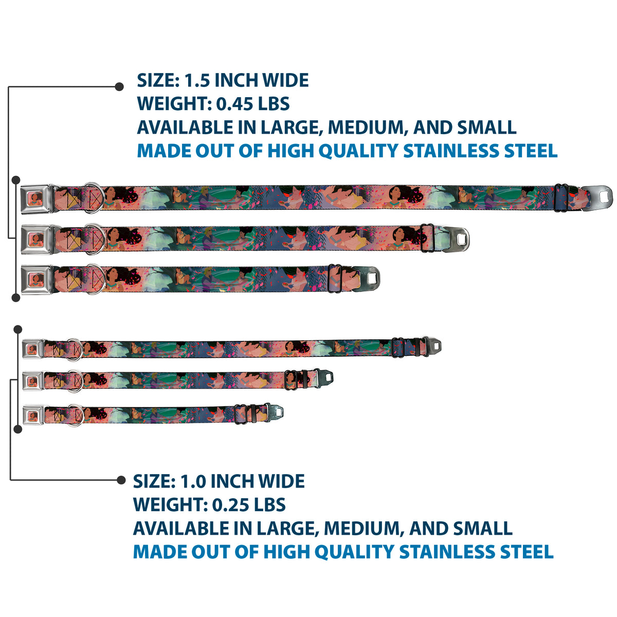 Pocahontas Colors of the Wind Full Color Seatbelt Buckle Collar - Pocahontas & John Smith Scenes Dog Collars Seatbelt Buckle Disney