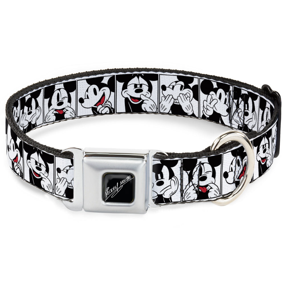 MICKEY MOUSE Autograph Full Color Black/White Seatbelt Buckle Collar - Mickey Mouse Expression Blocks White/Black/Red Dog Collars Seatbelt Buckle Disney