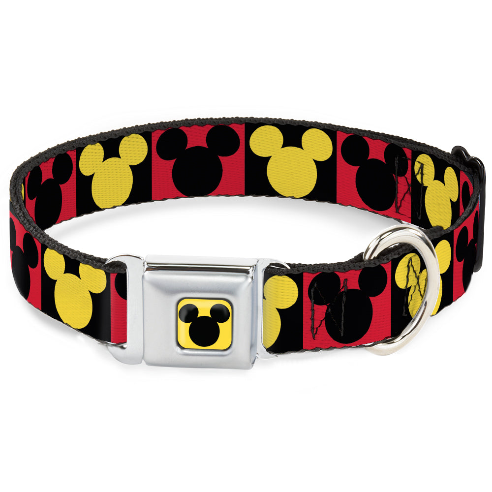 Mickey Mouse Ears Full Color Yellow/Black Seatbelt Buckle Collar - Mickey Mouse Ears Icon Blocks Red/Black/Yellow Dog Collars Seatbelt Buckle Disney