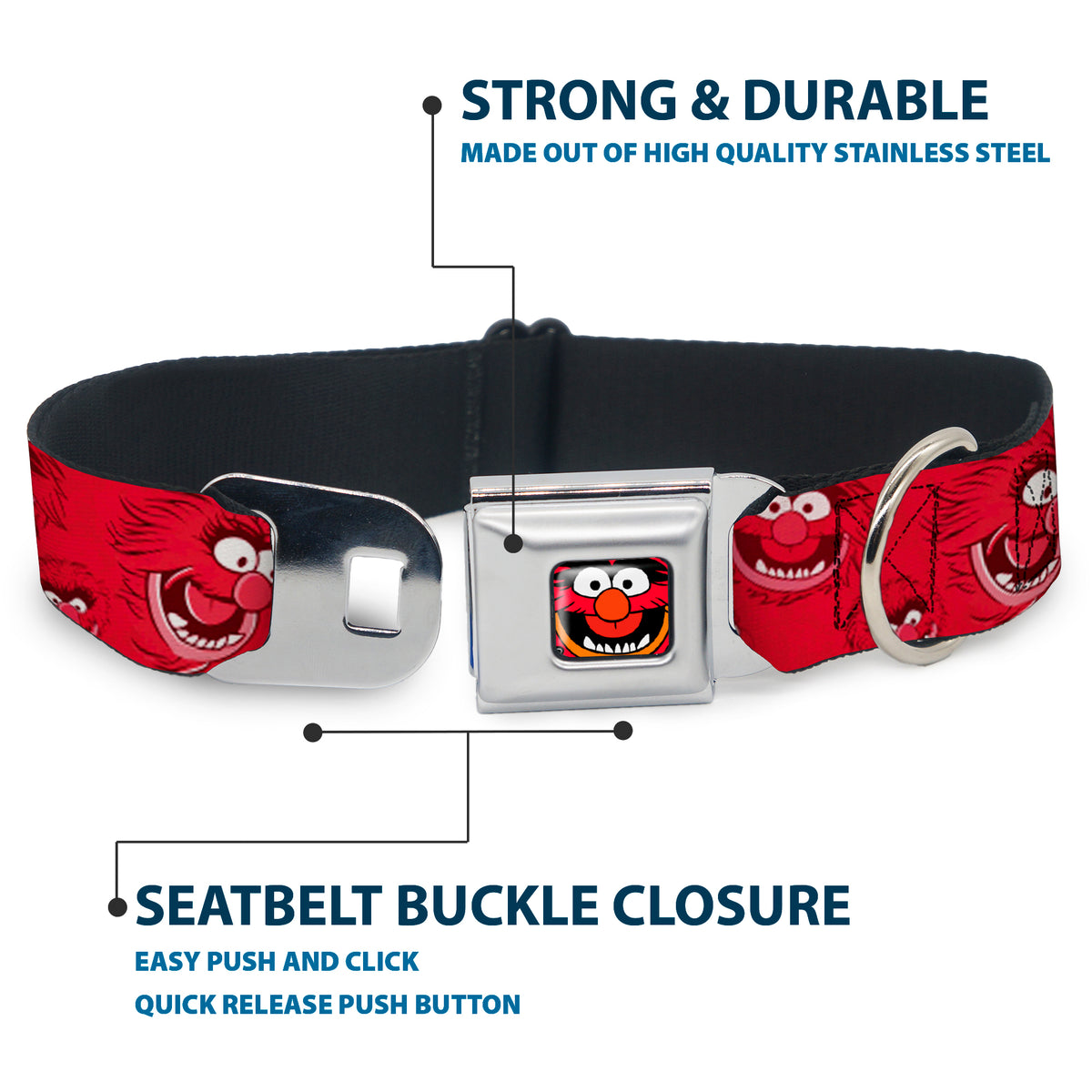 Muppets Animal Face Seatbelt Buckle Dog Collar Dog Collars Seatbelt Buckle Disney
