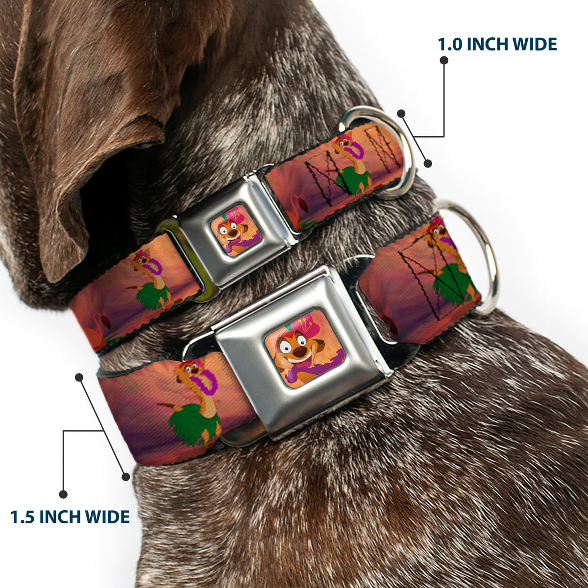Timon Hula Pose Full Color Seatbelt Buckle Collar - Timon & Pumba The Hula Song Poses Dog Collars Seatbelt Buckle Disney