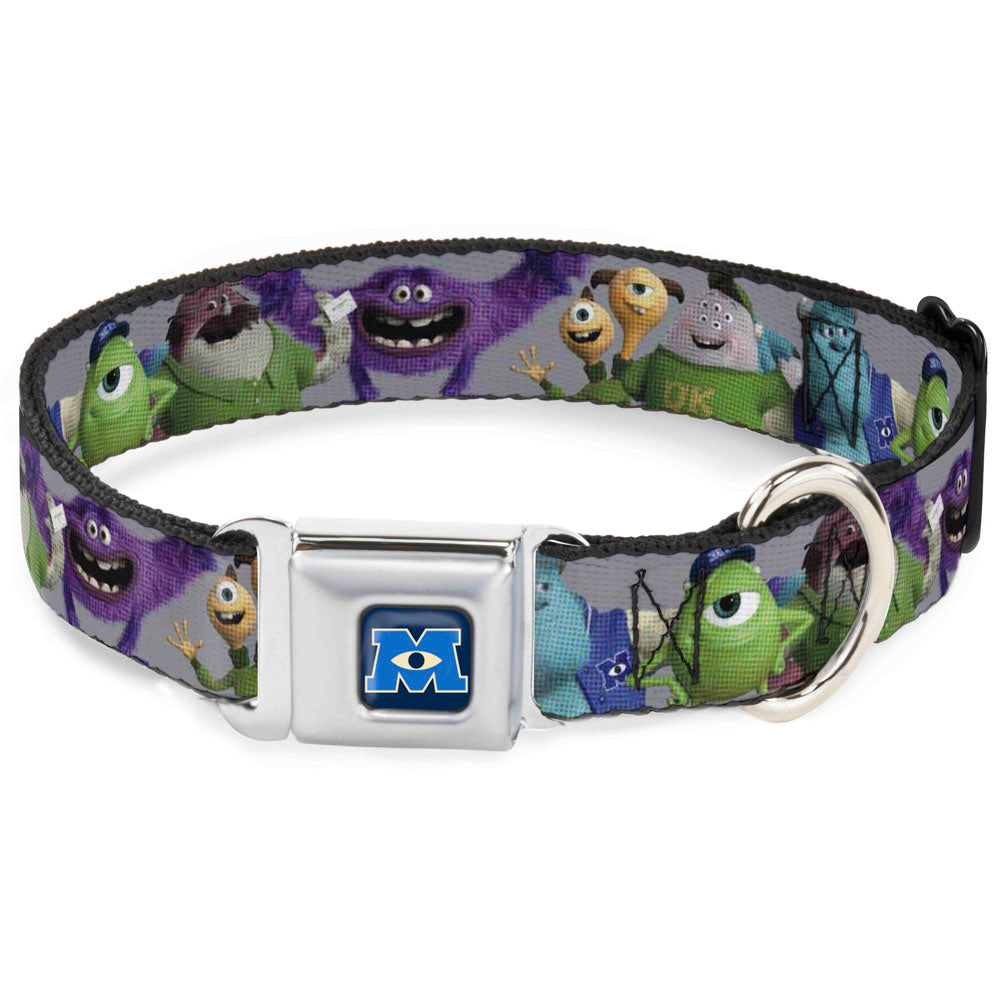 Monsters University Logo Full Color Blue/White Seatbelt Buckle Collar - Monsters University Character Lineup Gray Dog Collars Seatbelt Buckle Disney