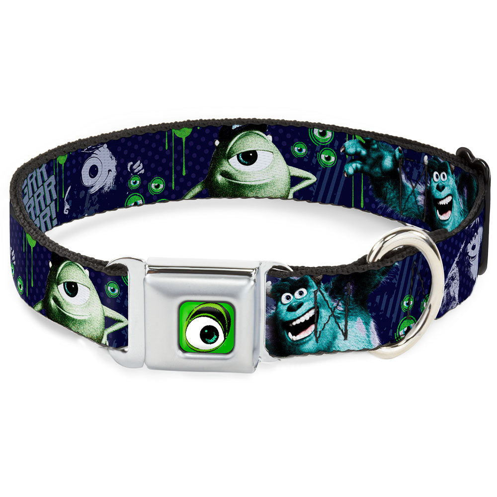 Monster Wide Eye Full Color Seatbelt Buckle Collar - Monsters University Sully & Mike Poses/GRRRRR! Dog Collars Seatbelt Buckle Disney