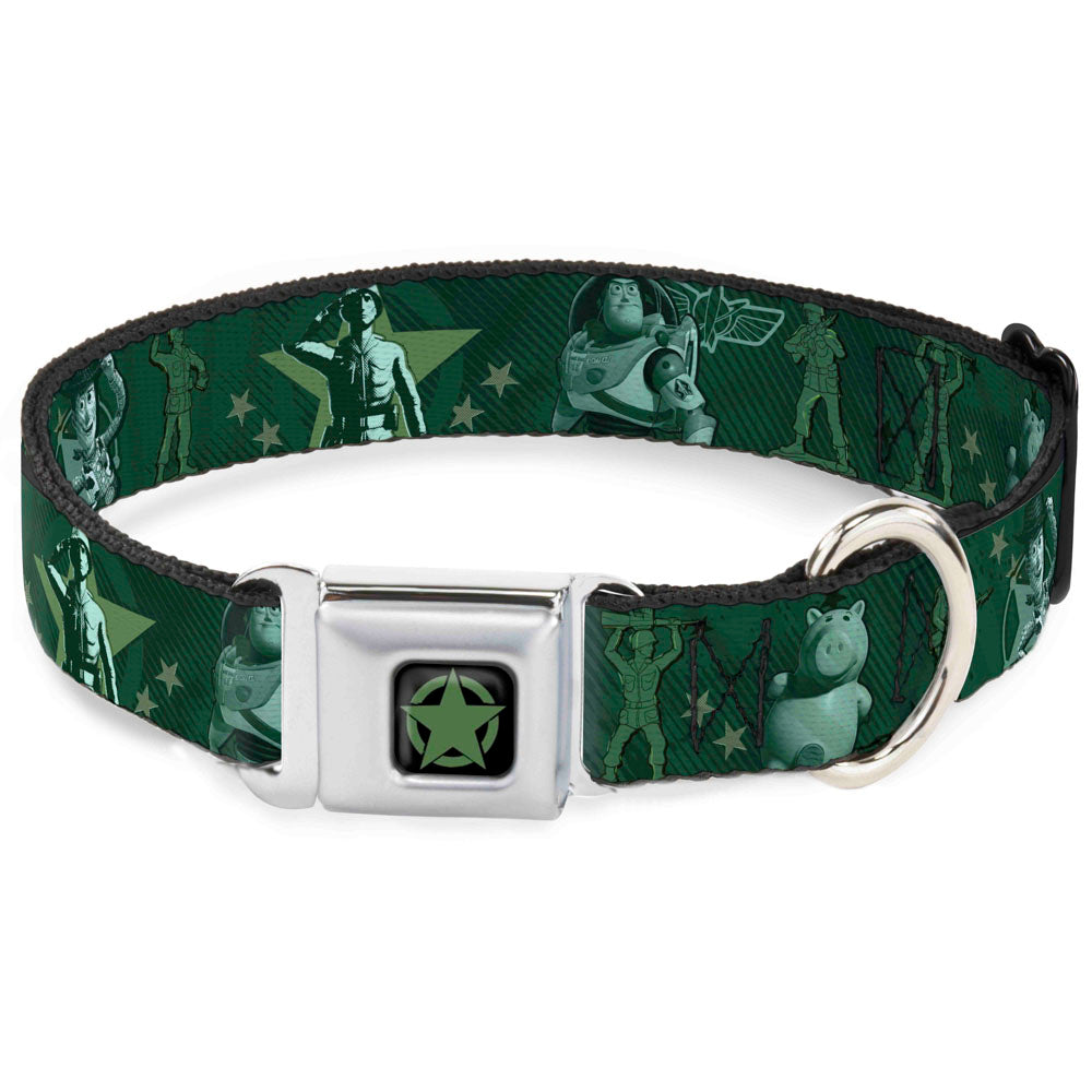 Toy Story Star Icon Full Color Black/Green Seatbelt Buckle Collar - Woody & Friends KEEP CALM & REACH FOR THE SKY Blues Dog Collars Seatbelt Buckle Disney