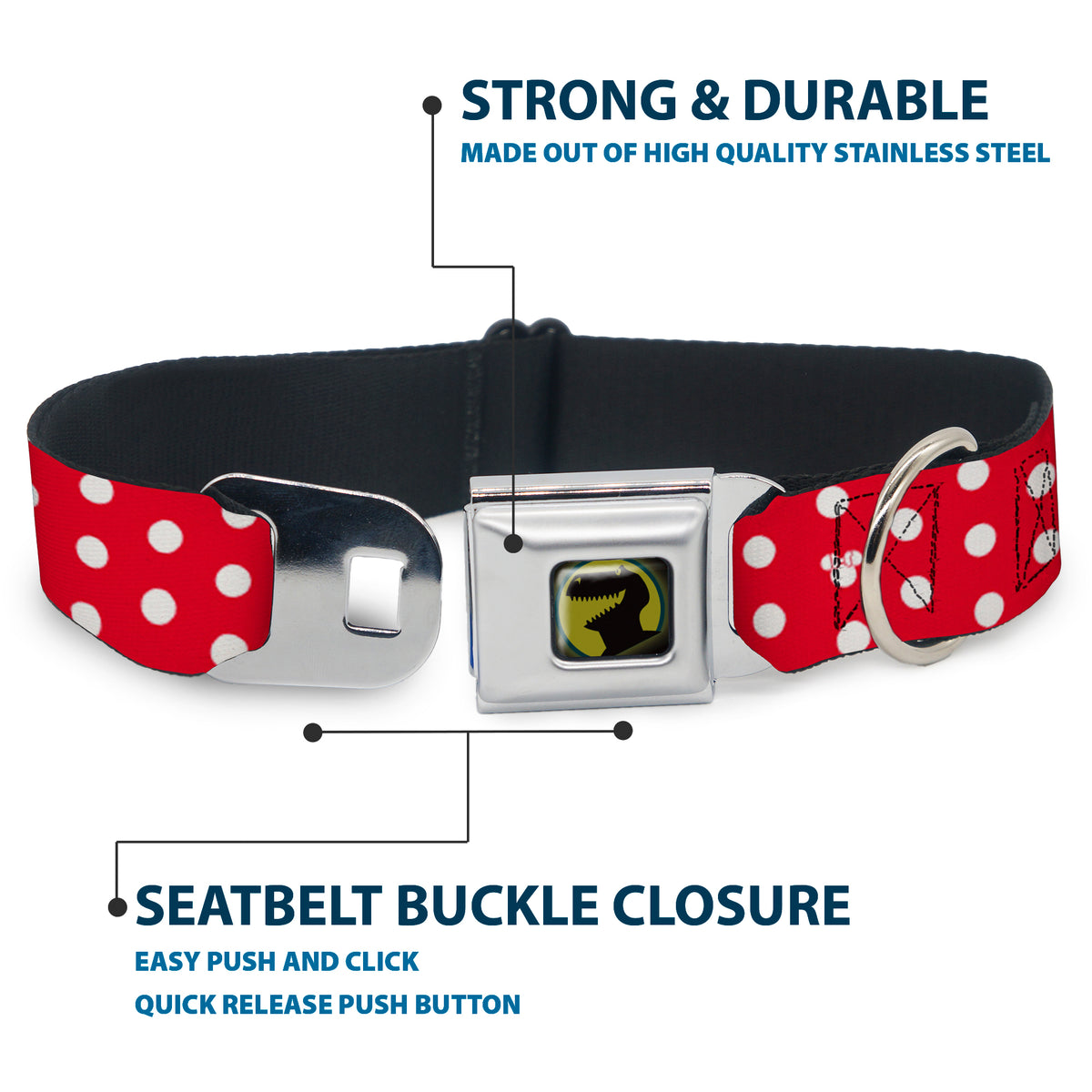 Minnie Mouse Red And White Polka Dot Dog Collar Dog Collars Seatbelt Buckle Disney