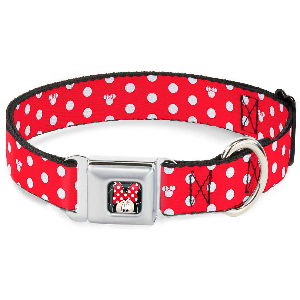 Minnie Mouse Red And White Polka Dot Dog Collar Dog Collars Seatbelt Buckle Disney