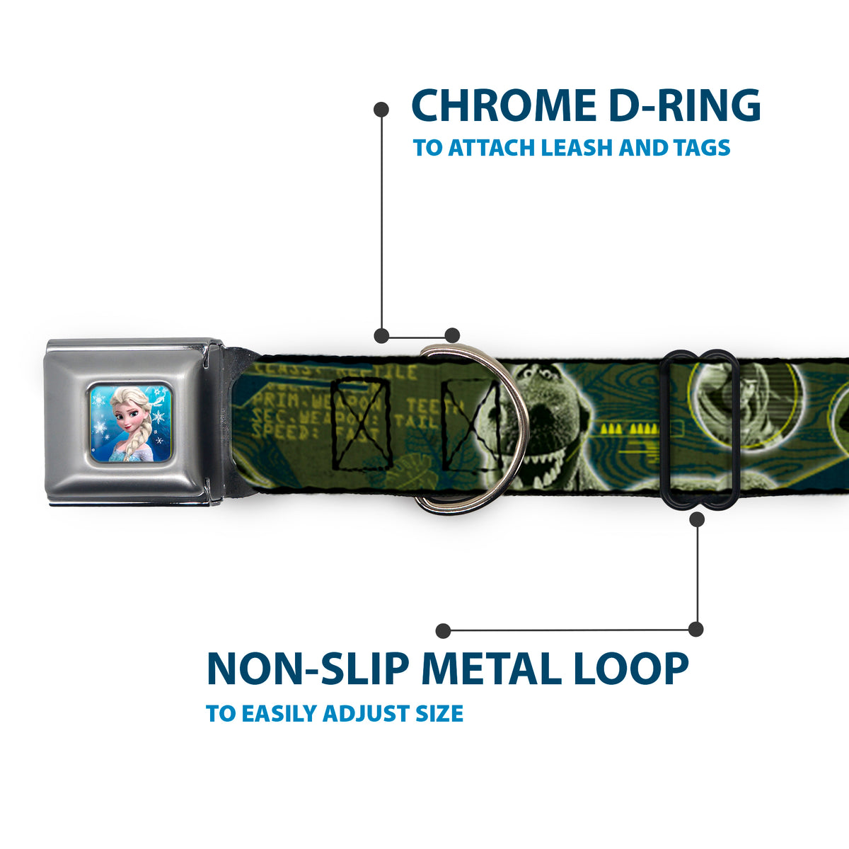 Rex Silhouette Full Colot Black Blue Green Seatbelt Buckle Collar - Buzz Poses/Stars LIKE A BUZZ Dog Collars Seatbelt Buckle Disney