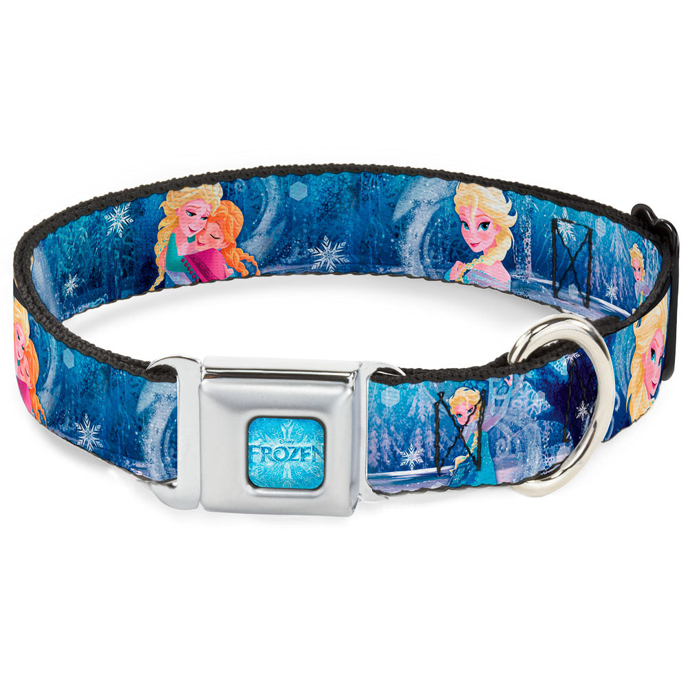 FROZEN Logo Full Color Blues Seatbelt Buckle Collar - Frozen Elsa the Snow Queen Poses/Snowflakes Dog Collars Seatbelt Buckle Disney