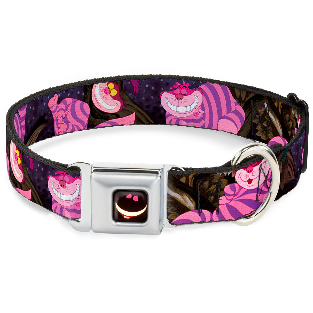 Cheshire Cat Eyes Smile Full Color Seatbelt Buckle Collar - Cheshire Cat Tree Poses Dog Collars Seatbelt Buckle Disney