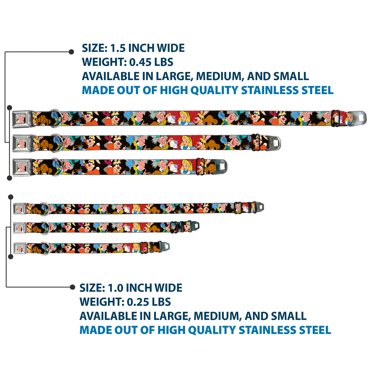 Mad Hatter Face Full Color Seatbelt Buckle Collar - Mad Hatter's Tea Party Poses Dog Collars Seatbelt Buckle Disney