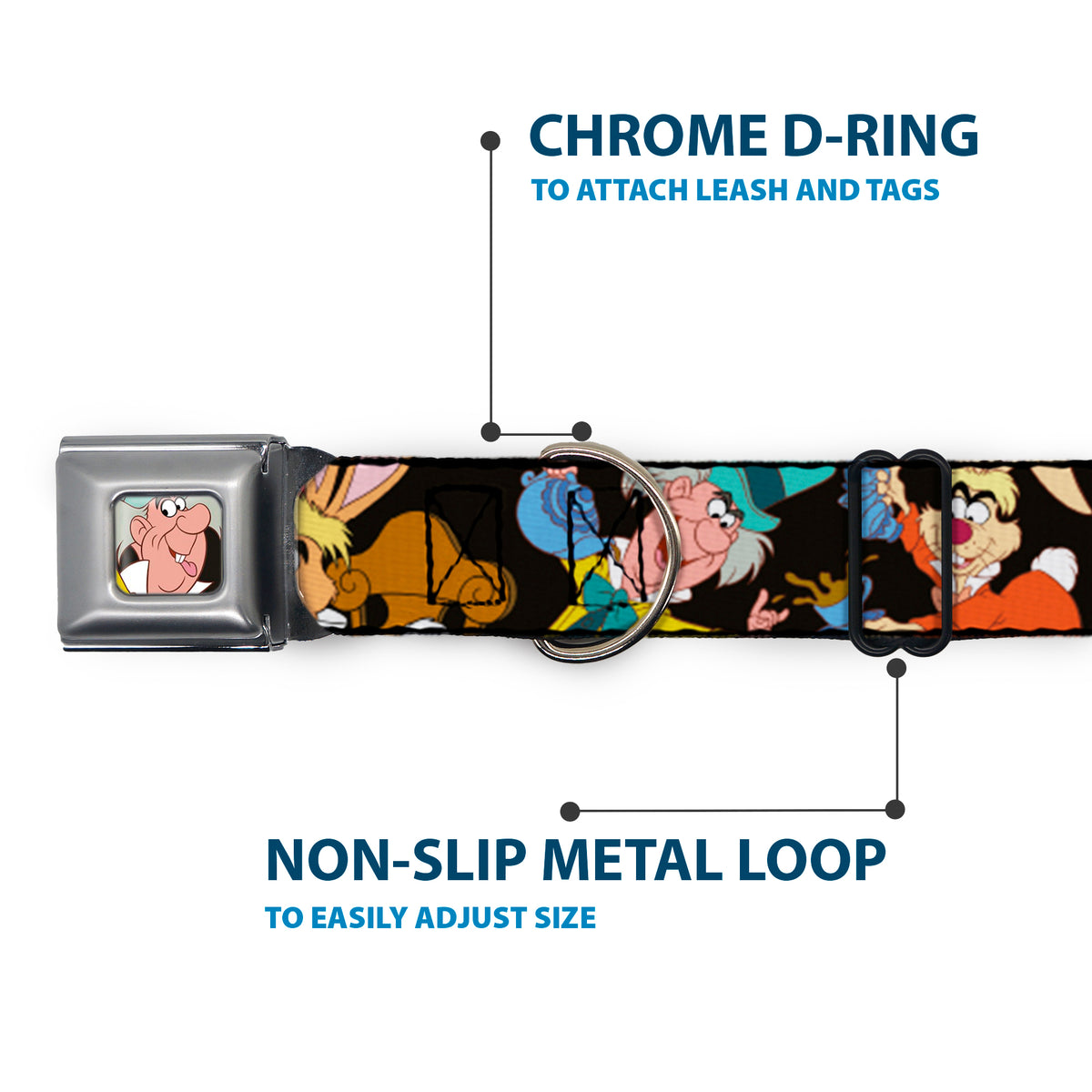 Mad Hatter Face Full Color Seatbelt Buckle Collar - Mad Hatter's Tea Party Poses Dog Collars Seatbelt Buckle Disney